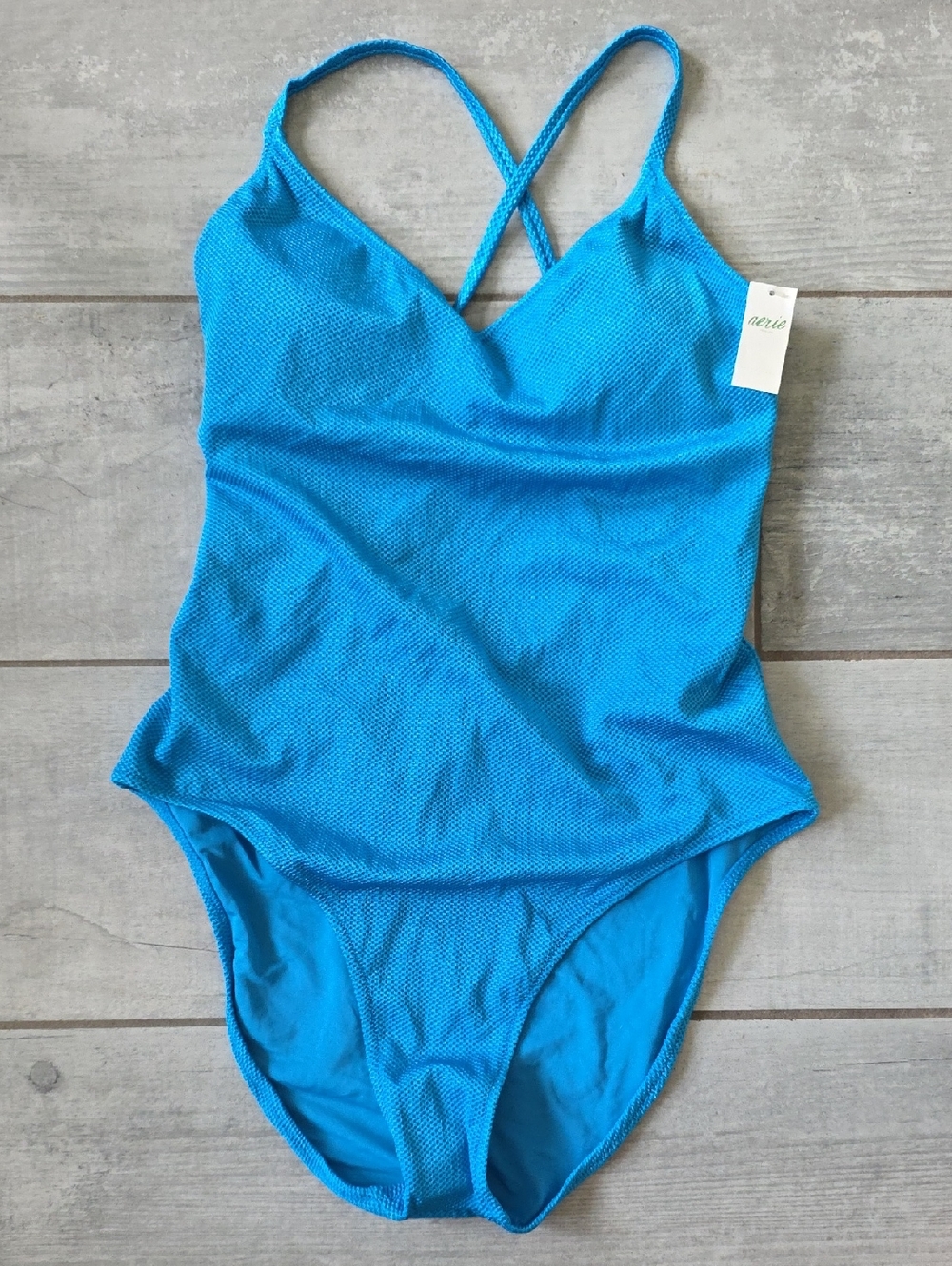 Aerie Bright Blue Women's One-Piece Swimsuit with Crisscross Adjustable Back